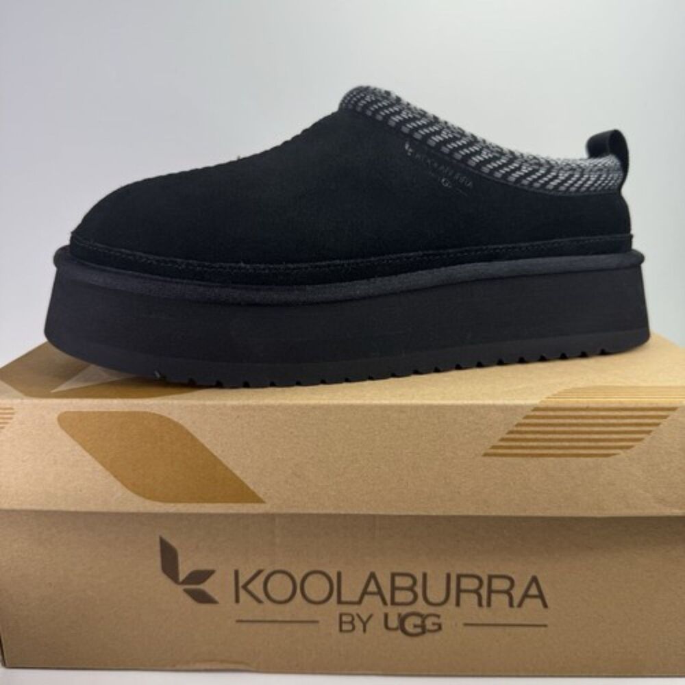 UGG Tazz Black Platform womens shoes 1122553 Slippers Suede size 9 new w box